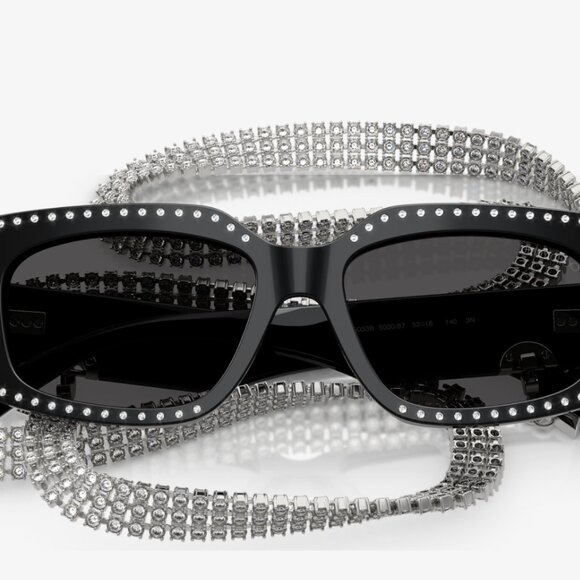 BNIB!  Authentic JIMMY CHOO JC5033B RHINESTONE SUNGLASSES WITH RHINESTONE CHAIN - Picture 2 of 9